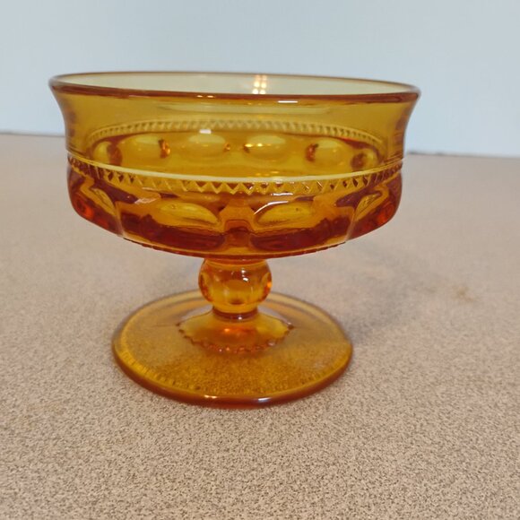 Tiffin Franciscan Kings Crown Dessert/Sherbet/Champagne Glass, Amber, set of 5 - Picture 4 of 5